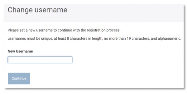 Digital banking change username screen